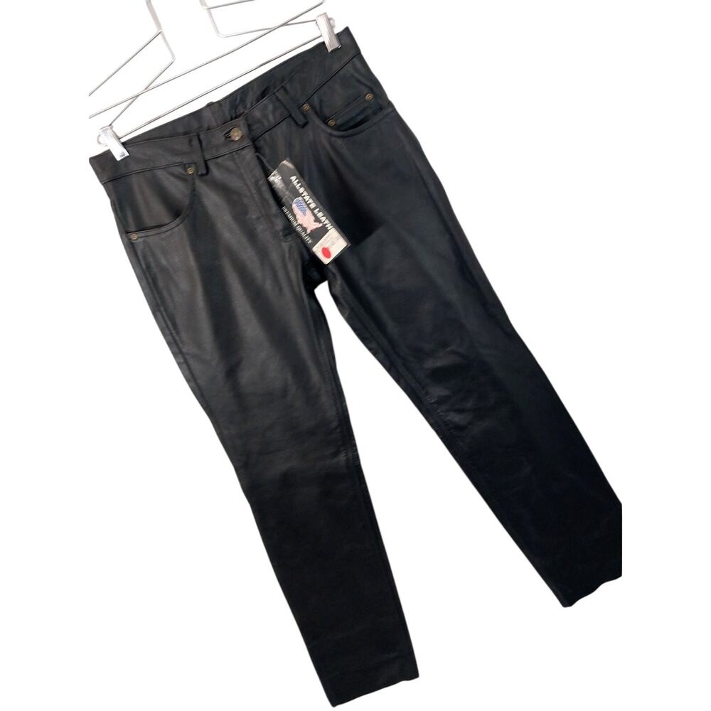 NWT@$140! ALLSTATE LEATHER! BLACK LIGHTLY PEBBLED GENUINE LEATHER PANTS! SZ 10